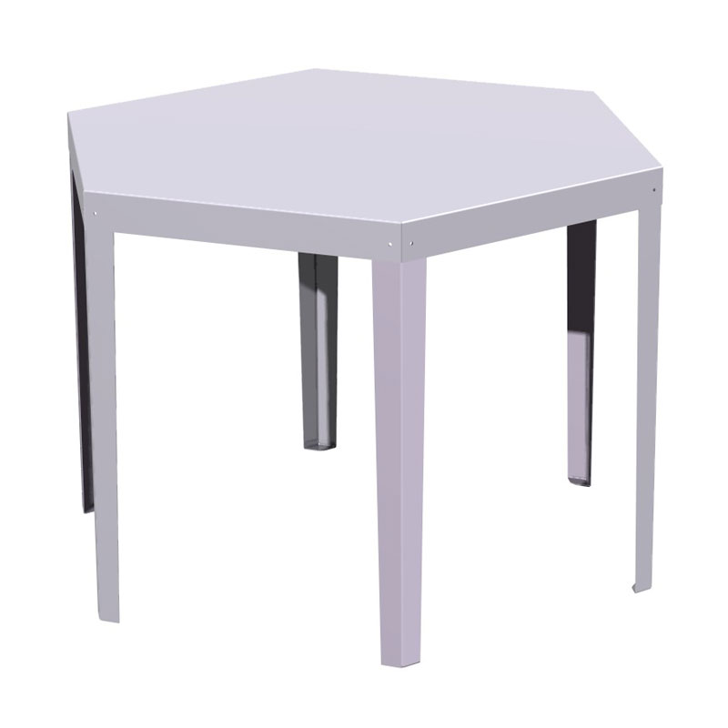 Table galva avec 6 pieds